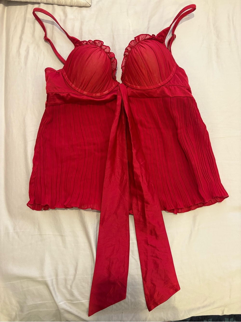 Triumph Red Pleated Babydoll Chemise with Satin Bow